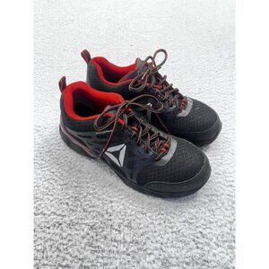 Reebok Beamer Composite Toe Work Shoes Mens 9W Dark Gray Red Sneakers